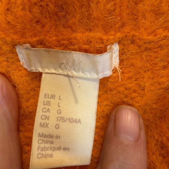 H&M Sweater Womens Size Large Orange Alpaca Blend Pullover Gorpcore Boxy - Picture 2 of 6